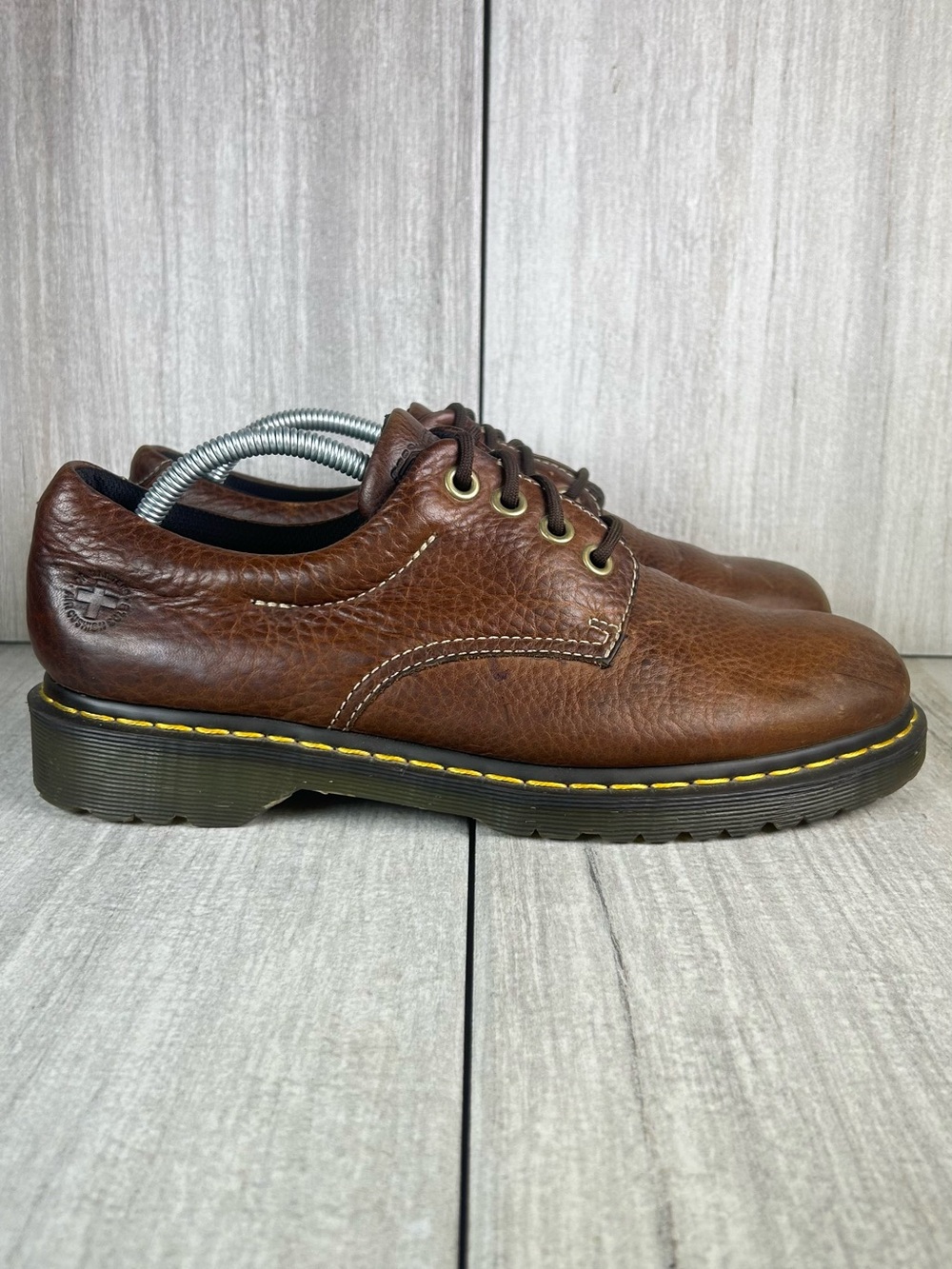 Y2K Dr. Martens Docs Boston Brown Pebbled Leather Derby Oxford Shoes Men Size 10